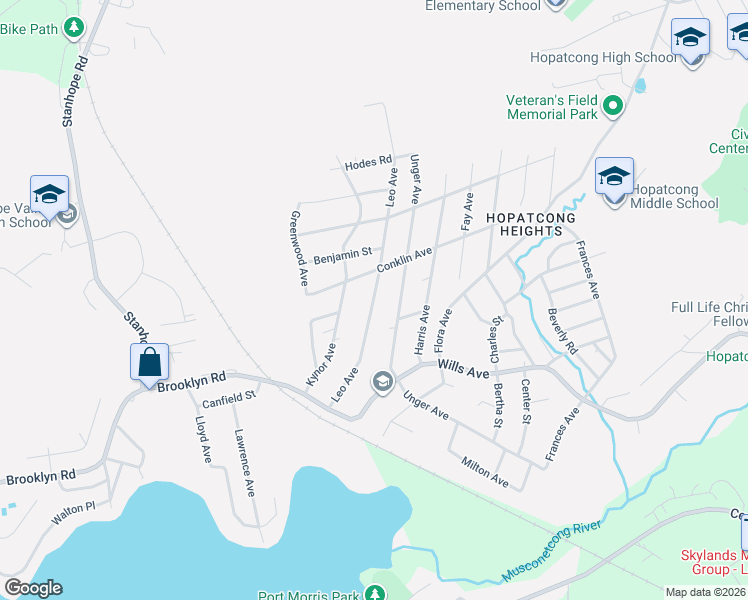 map of restaurants, bars, coffee shops, grocery stores, and more near 32 Leo Avenue in Stanhope