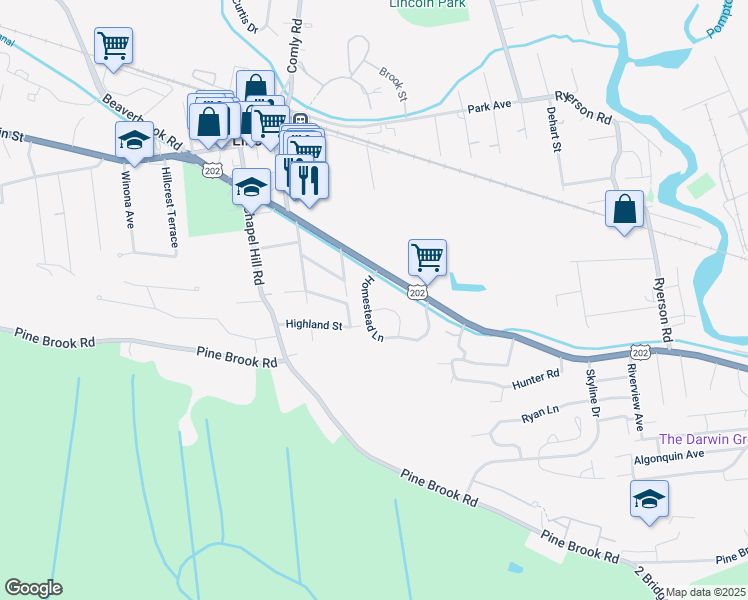 map of restaurants, bars, coffee shops, grocery stores, and more near 174 Harvest Lane in Lincoln Park