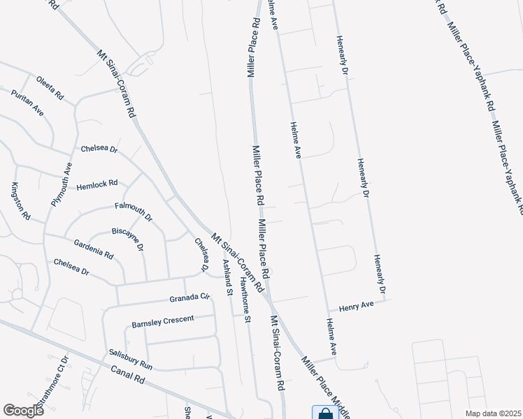 map of restaurants, bars, coffee shops, grocery stores, and more near 455 Miller Place Road in Miller Place