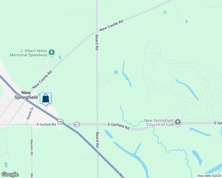 map of restaurants, bars, coffee shops, grocery stores, and more near 13689 Beard Road in New Springfield
