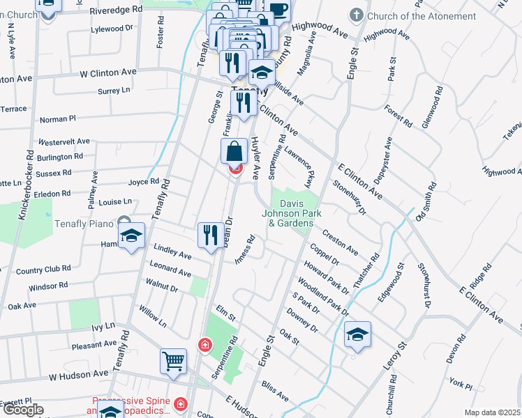 map of restaurants, bars, coffee shops, grocery stores, and more near in Tenafly