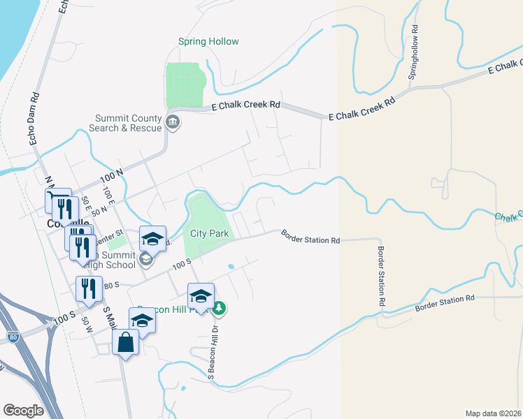 map of restaurants, bars, coffee shops, grocery stores, and more near 176 Dobbs Drive in Coalville