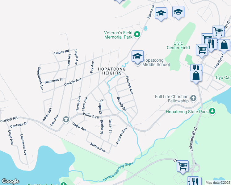 map of restaurants, bars, coffee shops, grocery stores, and more near 40 Beverly Road in Stanhope