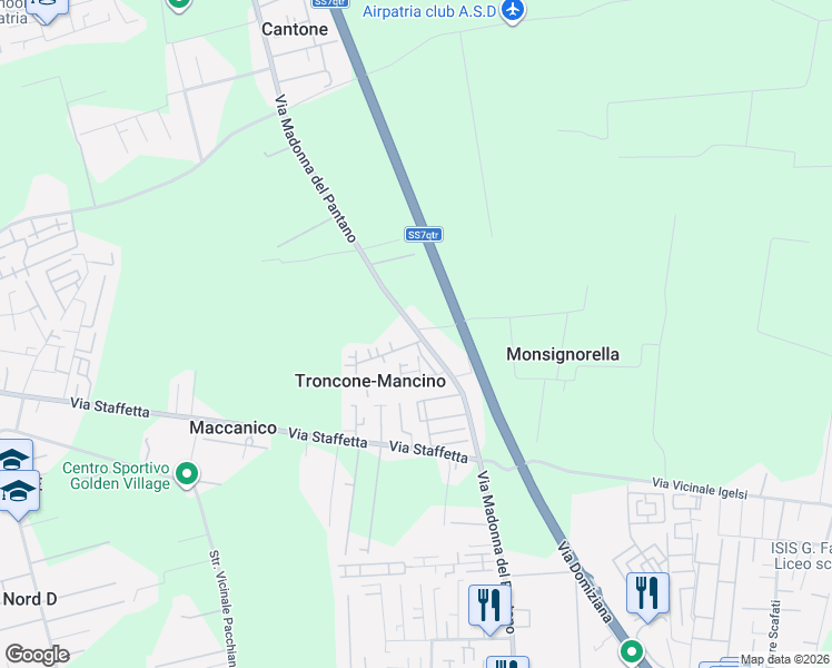map of restaurants, bars, coffee shops, grocery stores, and more near 38 Via Madonna del Pantano in Troncone-mancino