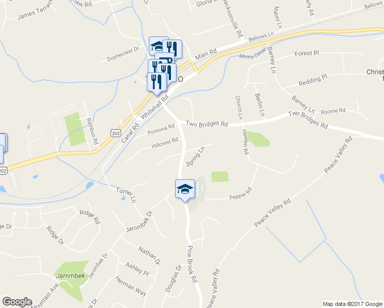 map of restaurants, bars, coffee shops, grocery stores, and more near 3 Cedar Road in Montville