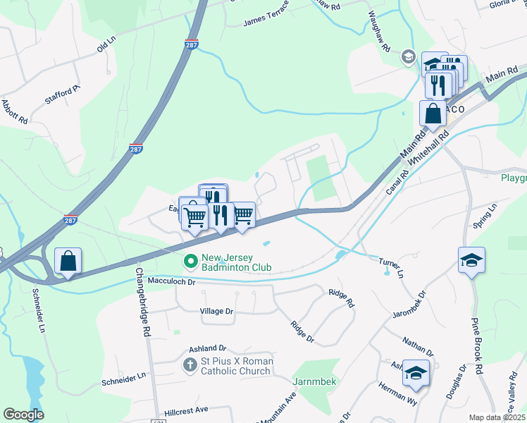 map of restaurants, bars, coffee shops, grocery stores, and more near 63 Heritage Court in Montville