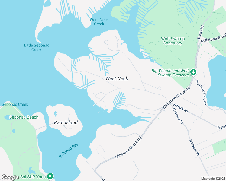 map of restaurants, bars, coffee shops, grocery stores, and more near 28 West Neck Road in Southampton