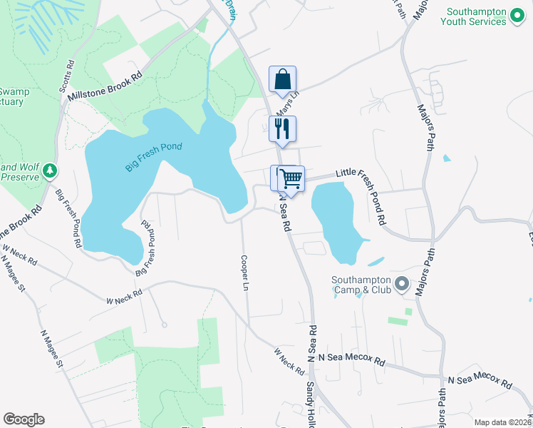 map of restaurants, bars, coffee shops, grocery stores, and more near 12 Parrish Road in Southampton