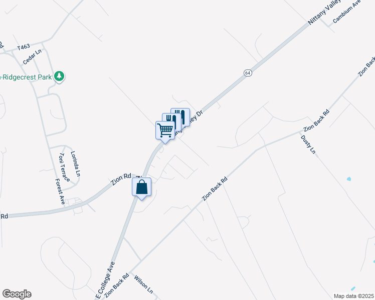 map of restaurants, bars, coffee shops, grocery stores, and more near 127 Lincoln Lane in Bellefonte