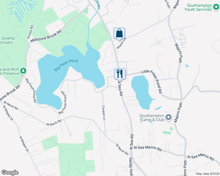 map of restaurants, bars, coffee shops, grocery stores, and more near 12 Parrish Road in Southampton