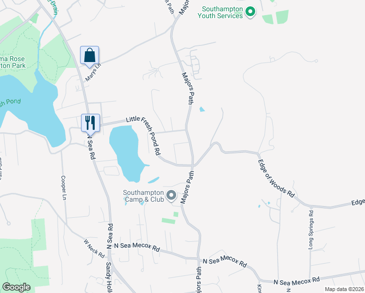 map of restaurants, bars, coffee shops, grocery stores, and more near 28 Apple Road in Southampton