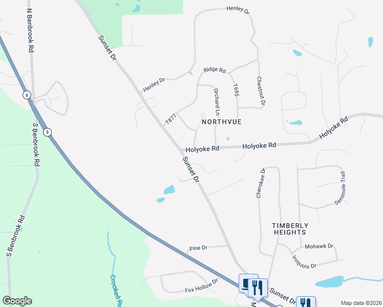 map of restaurants, bars, coffee shops, grocery stores, and more near 200 Holyoke Road in Butler