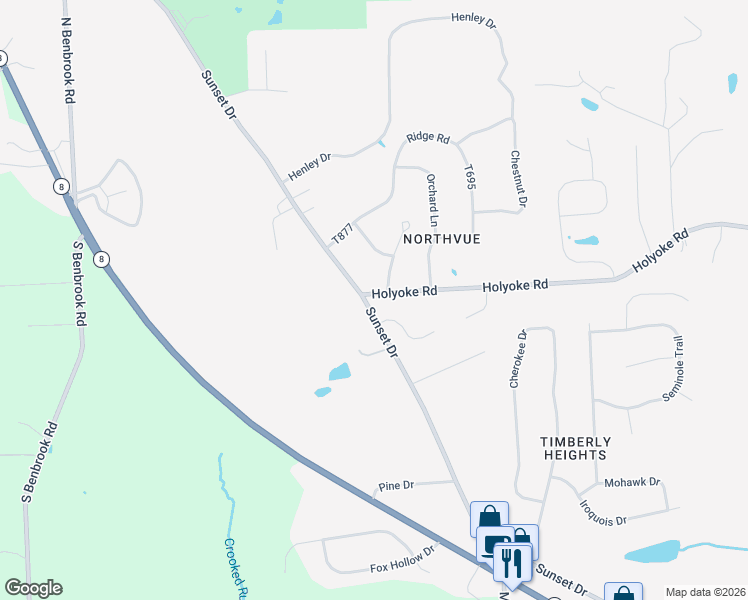 map of restaurants, bars, coffee shops, grocery stores, and more near 200 Holyoke Road in Butler