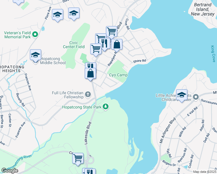 map of restaurants, bars, coffee shops, grocery stores, and more near 2 Randolph Ave in Hopatcong