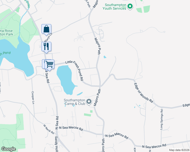 map of restaurants, bars, coffee shops, grocery stores, and more near 28 Apple Road in Southampton