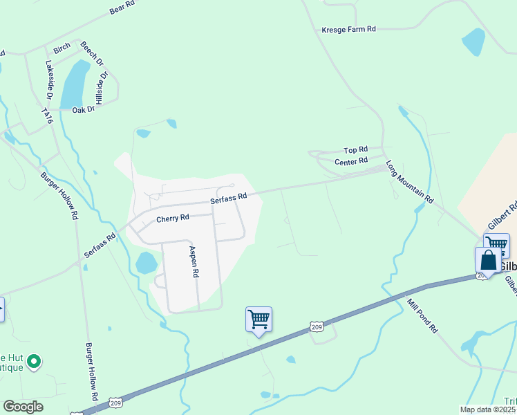 map of restaurants, bars, coffee shops, grocery stores, and more near 236 Serfass Road in Kunkletown