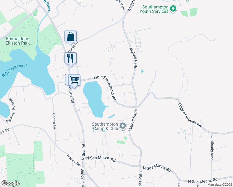map of restaurants, bars, coffee shops, grocery stores, and more near 15 Apple Road in Southampton