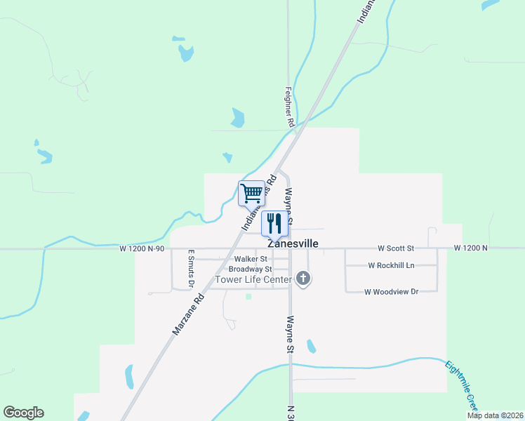 map of restaurants, bars, coffee shops, grocery stores, and more near in Zanesville