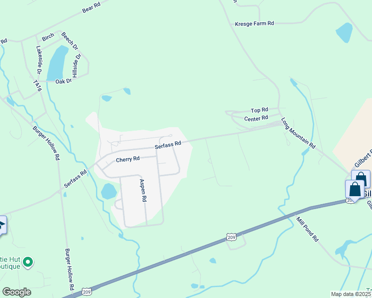 map of restaurants, bars, coffee shops, grocery stores, and more near 236 Serfass Road in Kunkletown