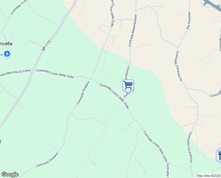 map of restaurants, bars, coffee shops, grocery stores, and more near 210 Contrada Cristo delle Zolle in Città Metropolitana di Bari