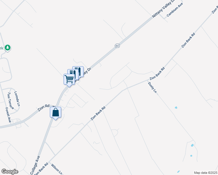 map of restaurants, bars, coffee shops, grocery stores, and more near 212 Archers Glen Circle in Bellefonte
