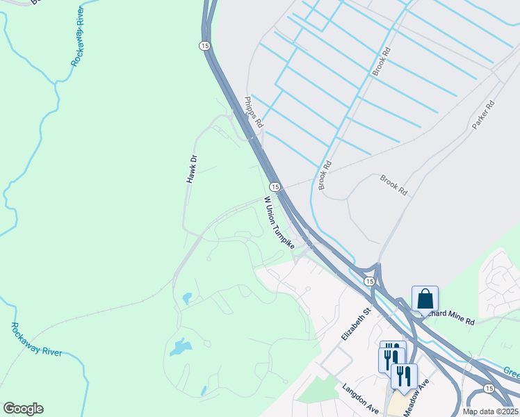 map of restaurants, bars, coffee shops, grocery stores, and more near 168 West Union Turnpike in Wharton