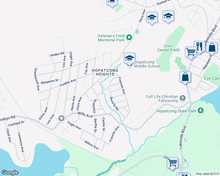 map of restaurants, bars, coffee shops, grocery stores, and more near 40 Beverly Road in Stanhope