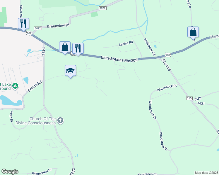 map of restaurants, bars, coffee shops, grocery stores, and more near 400 Jessica Court in Brodheadsville