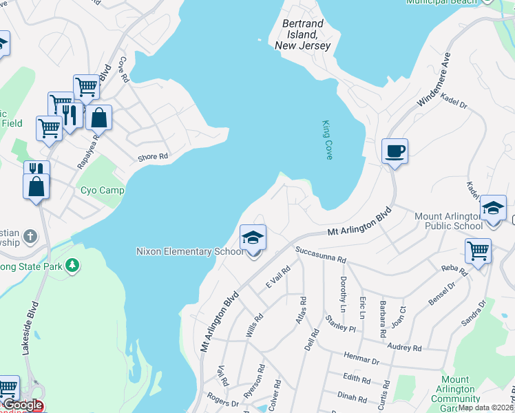 map of restaurants, bars, coffee shops, grocery stores, and more near 6 Auriemma Court in Roxbury Township