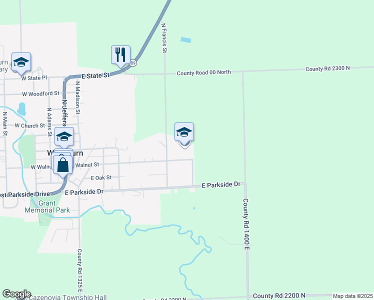 map of restaurants, bars, coffee shops, grocery stores, and more near 508 East Walnut Street in Washburn
