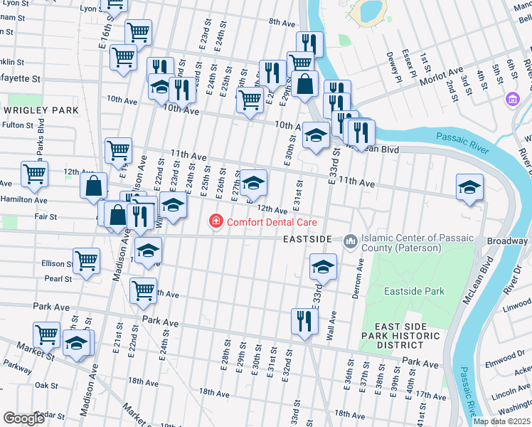 map of restaurants, bars, coffee shops, grocery stores, and more near 459 East 29th Street in Paterson