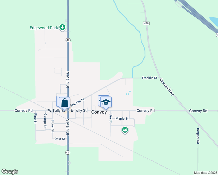 map of restaurants, bars, coffee shops, grocery stores, and more near 515 Franklin Street in Convoy