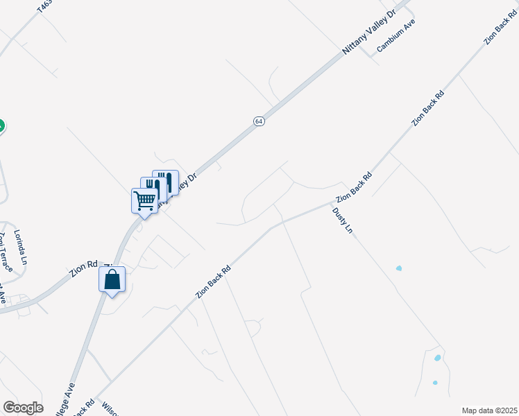 map of restaurants, bars, coffee shops, grocery stores, and more near 176 Archers Glen Road in Bellefonte