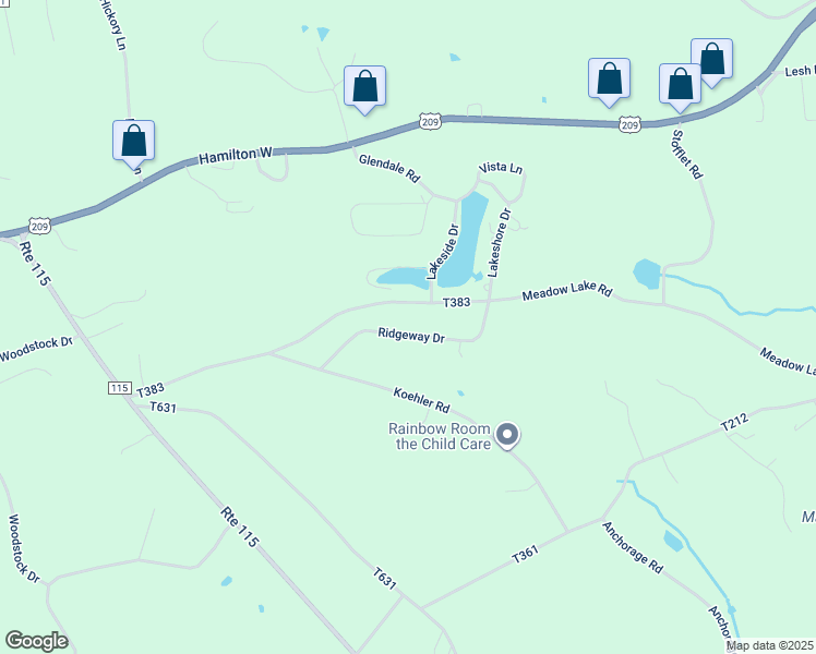 map of restaurants, bars, coffee shops, grocery stores, and more near 2545 Ridgeway Drive in Effort