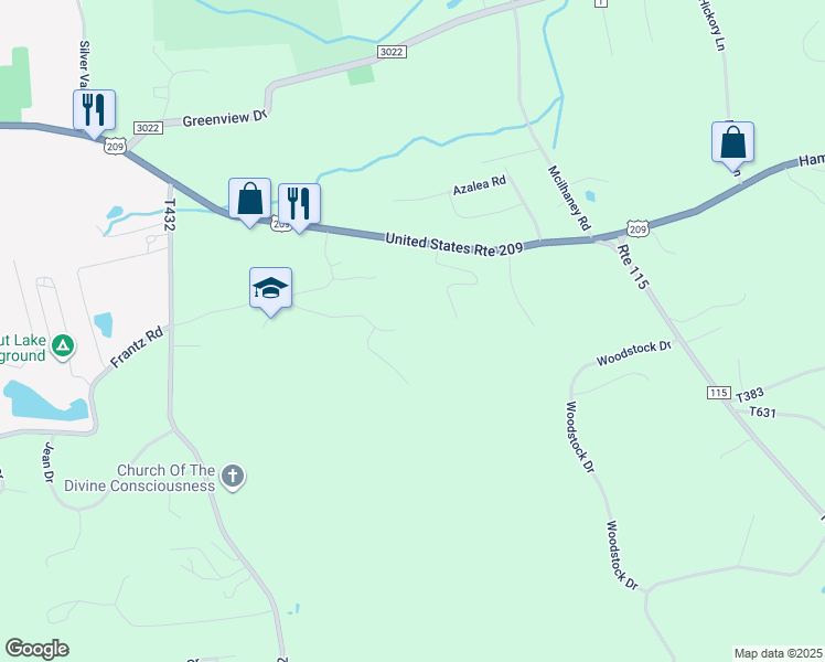 map of restaurants, bars, coffee shops, grocery stores, and more near 400 Jessica Court in Brodheadsville