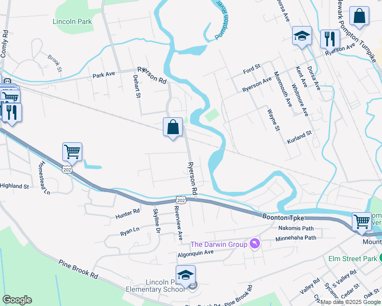map of restaurants, bars, coffee shops, grocery stores, and more near 535 Ryerson Road in Lincoln Park