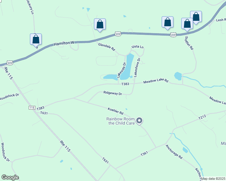 map of restaurants, bars, coffee shops, grocery stores, and more near 2545 Ridgeway Drive in Effort
