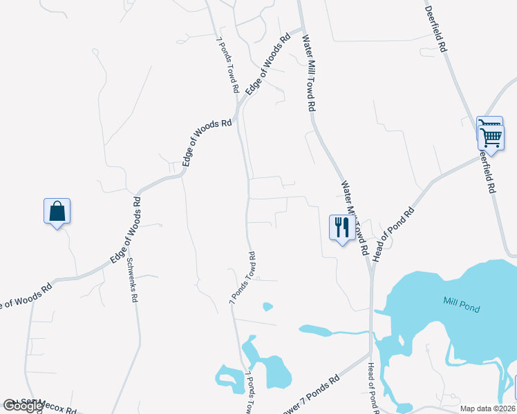 map of restaurants, bars, coffee shops, grocery stores, and more near 392 7 Ponds Towd Road in Water Mill