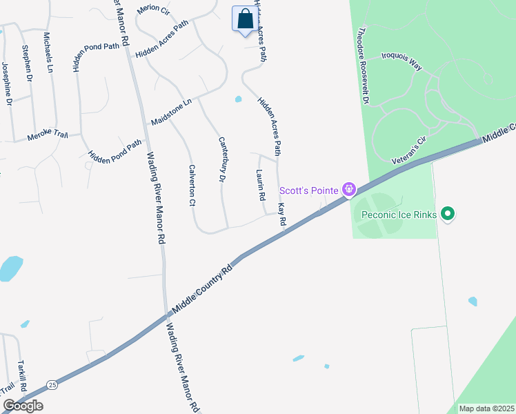 map of restaurants, bars, coffee shops, grocery stores, and more near 18 Laurin Road in Calverton