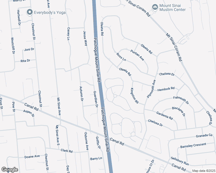 map of restaurants, bars, coffee shops, grocery stores, and more near 100 Hearthside Drive in Mount Sinai