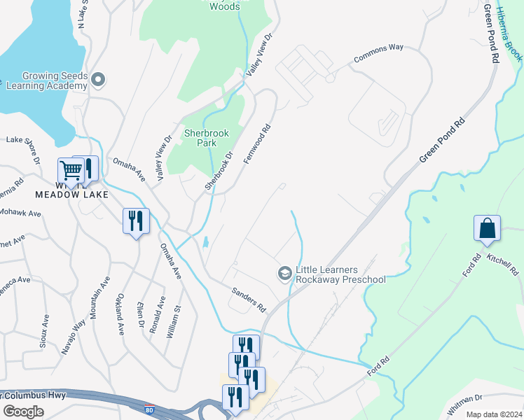 map of restaurants, bars, coffee shops, grocery stores, and more near in Rockaway Township