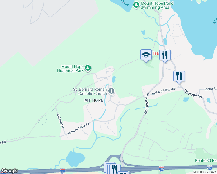 map of restaurants, bars, coffee shops, grocery stores, and more near 30 Saint Bernards Road in Wharton