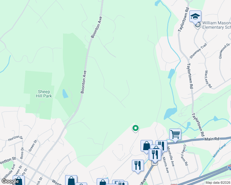 map of restaurants, bars, coffee shops, grocery stores, and more near 1 Bristol Ridge in Boonton