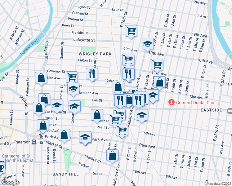 map of restaurants, bars, coffee shops, grocery stores, and more near 234 Godwin Avenue in Paterson