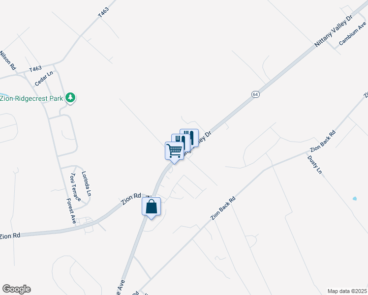 map of restaurants, bars, coffee shops, grocery stores, and more near 251 Nittany Valley Drive in Bellefonte
