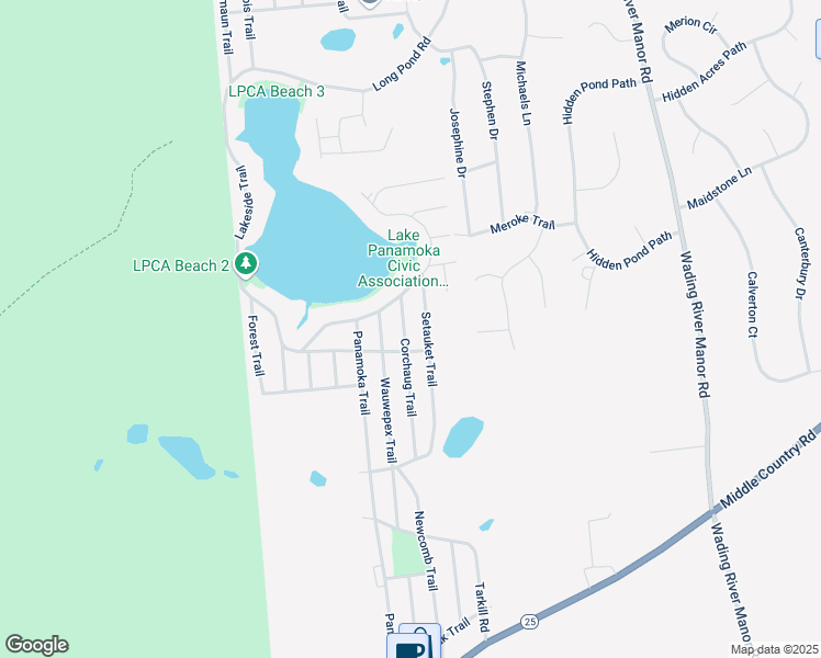 map of restaurants, bars, coffee shops, grocery stores, and more near 19 Corchaug Trail in Ridge