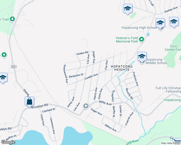 map of restaurants, bars, coffee shops, grocery stores, and more near 106 Unger Avenue in Stanhope