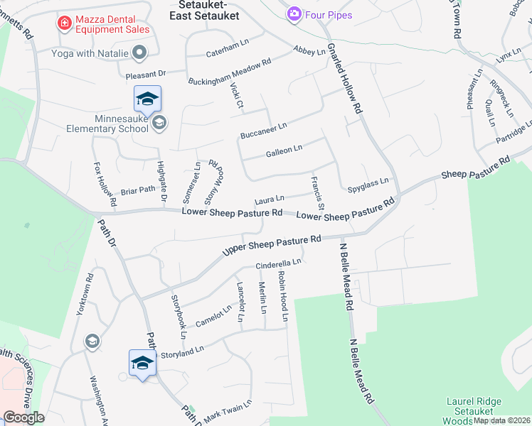 map of restaurants, bars, coffee shops, grocery stores, and more near 200 Sheep Pasture Road in Setauket- East Setauket
