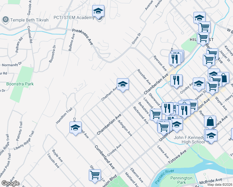map of restaurants, bars, coffee shops, grocery stores, and more near 266 Lenox Avenue in Paterson