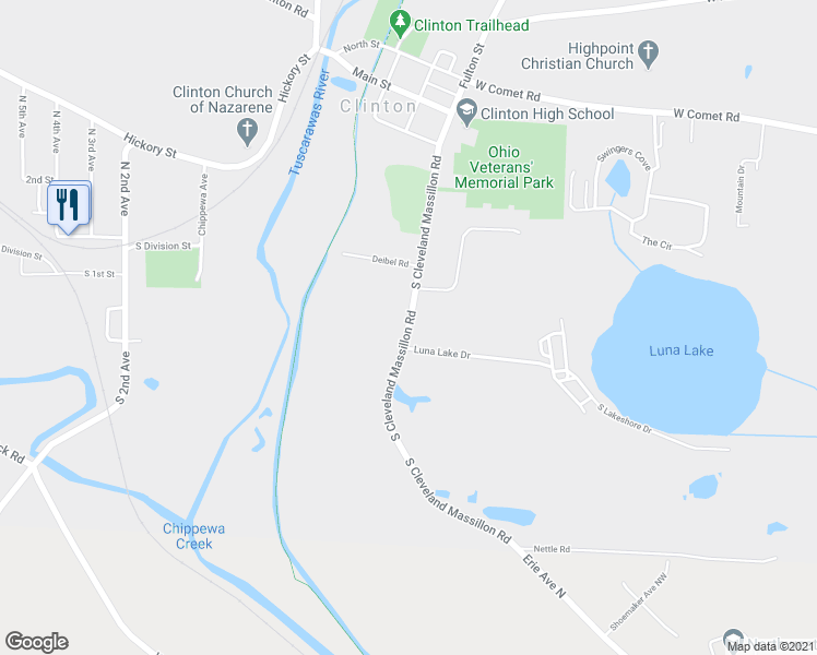 map of restaurants, bars, coffee shops, grocery stores, and more near 8178 Fulton Street in Clinton